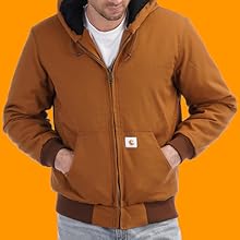 Men's Loose Fit Quilted Flannel Lined Workwear Waterproof Active Jacket Hooded Work Coat