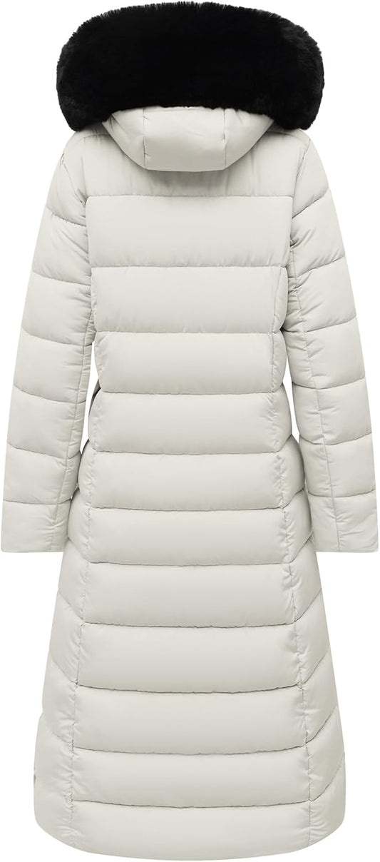 high-density waterproof outer fabric of MOERDENG womens long down alternative parka for snowy days