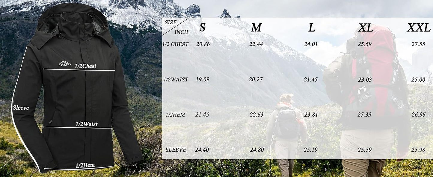 Women's Waterproof Raincoat Lightweight Rain Jacket Detachable Hood Travel Outdoor