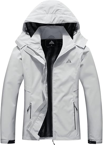 MOERDENG Women's Waterproof Rain Jacket Lightweight Raincoat Hooded Hiking Jacket Softshell Windbreaker