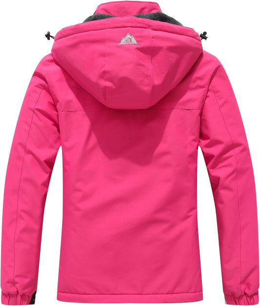 MOERDENG Women's Waterproof Ski Jacket Warm Winter Coat Outdoor Windbreaker Hiking Snowboarding Jacket