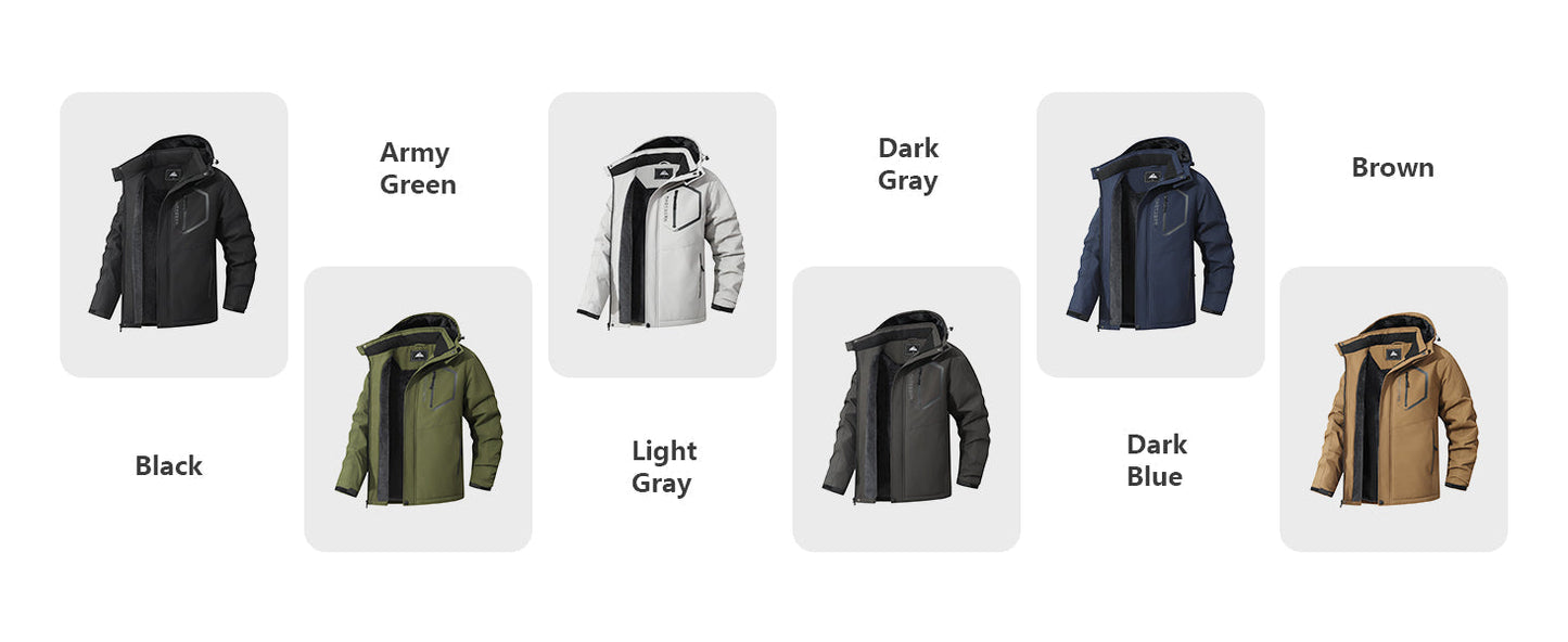 Men's Mountain Ski Jacket Winter Snow Coats Waterproof Warm Fleece Lining Jacket Parka with Hooded