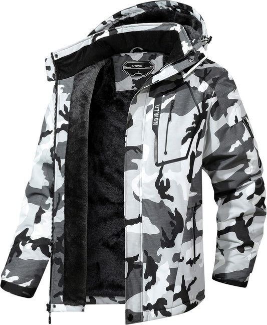 Men's Ski Jacket Winter Warm Snow Coat Waterproof Windbreaker Hooded Work Outerwear Snowboarding Jackets