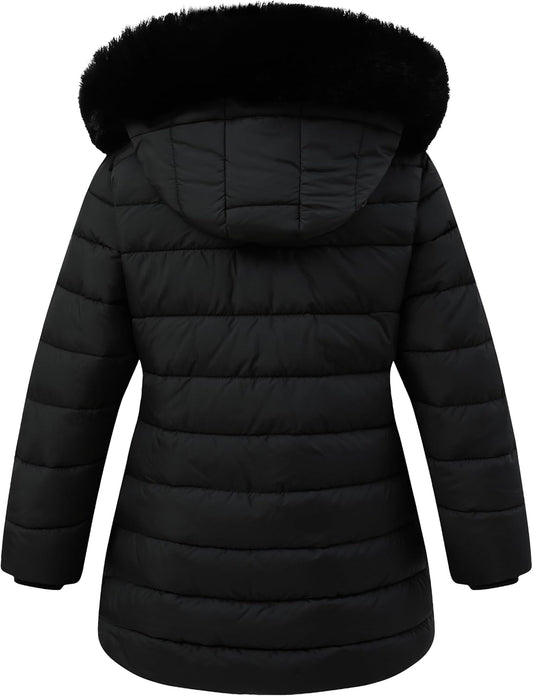 thick insulated filling of MOERDENG girls long winter puffer parka for extreme cold days