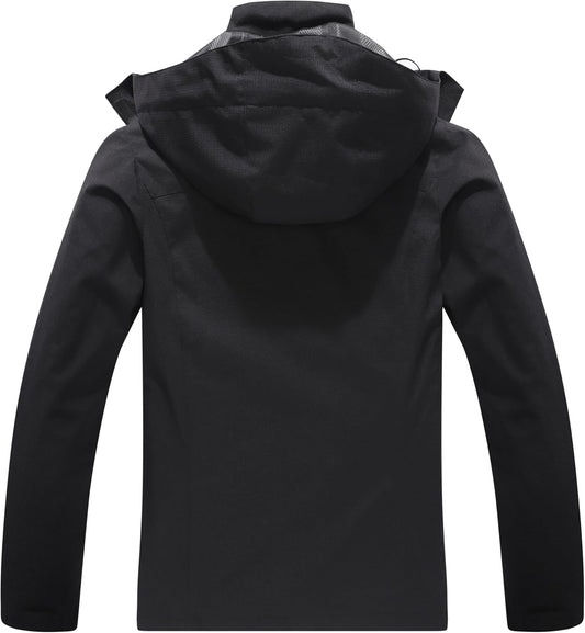 Women's Waterproof Raincoat Lightweight Rain Jacket Detachable Hood Travel Outdoor