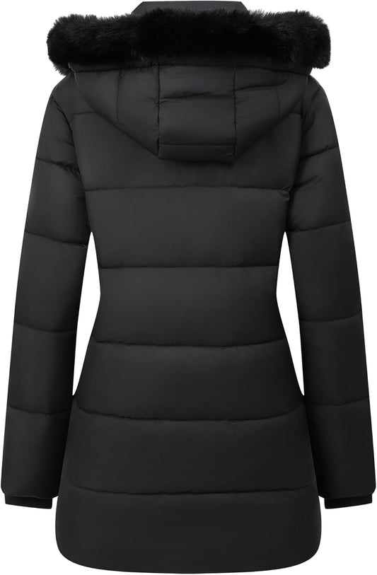 full-length waterproof outer shell of MOERDENG womens winter parka for extreme cold and snow