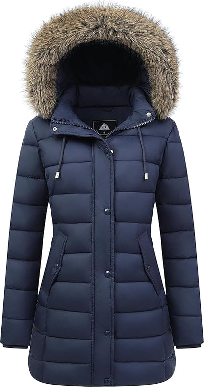 reinforced stitching of MOERDENG womens thickened down parka for long-lasting outdoor durability
