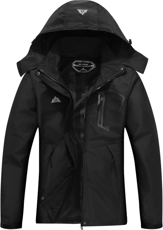 Women's Waterproof Lightweight Rain Jacket Windproof Breathable Trench Coat Detachable Hood Raincoats Outdoor Hiking Jacket