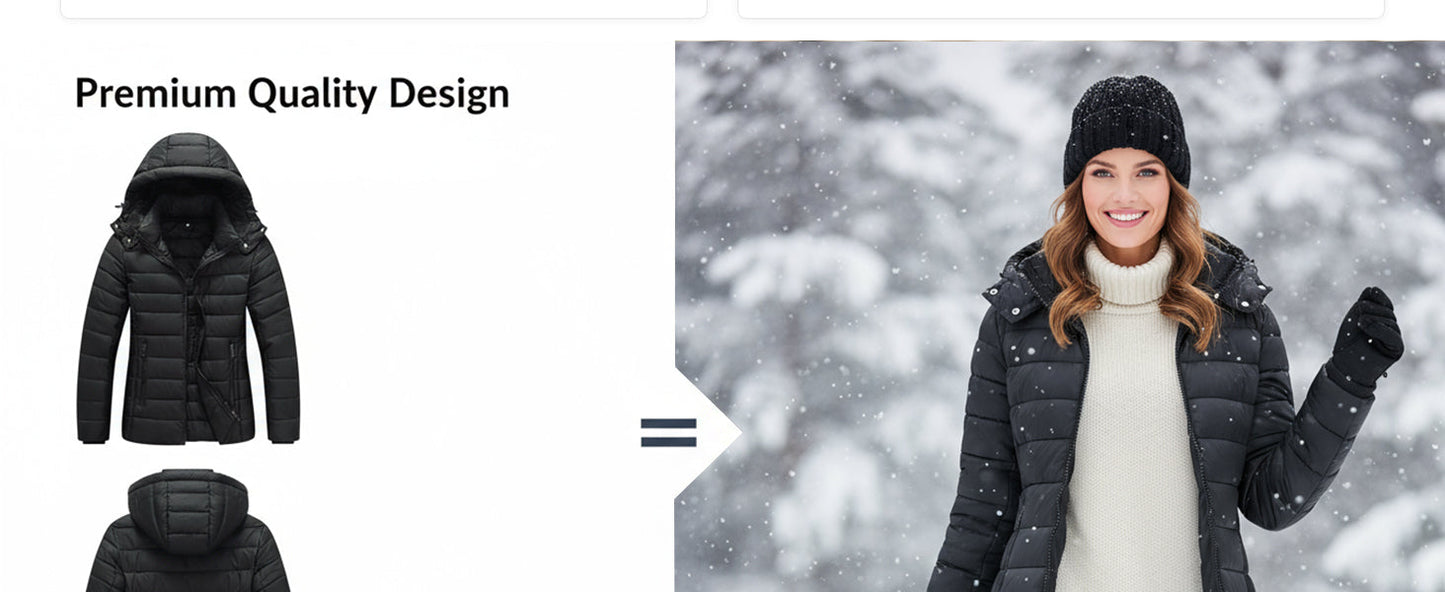 down filling quality tag of MOERDENG womens short waterproof puffer jacket (fluffy and warm)
