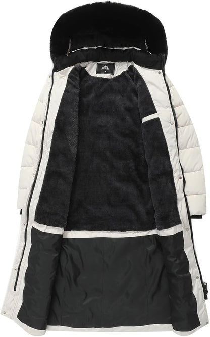 thickened down-alternative insulation of MOERDENG womens warm puffer jacket for sub-zero warmth
