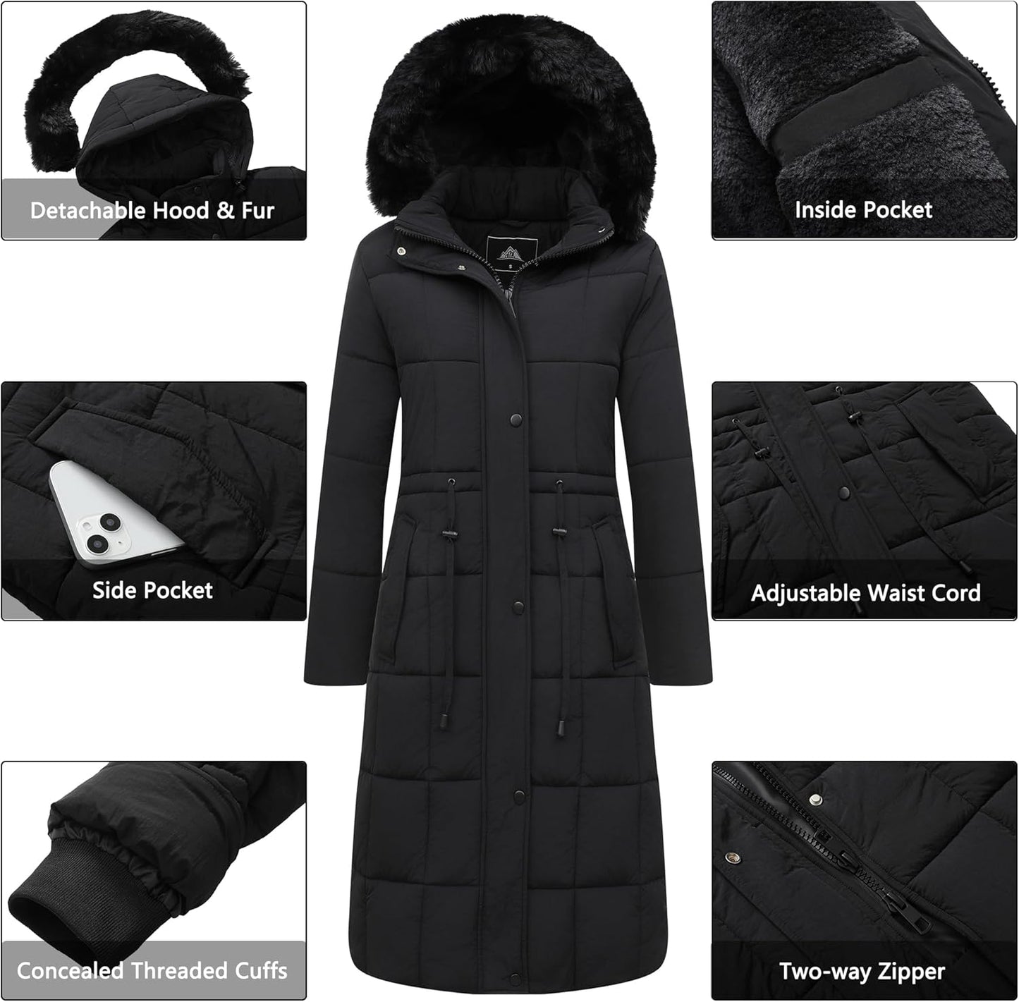 Women's Winter Coat Long Waterproof Parka - Warm Snow Winter Jacket for Women, Cold Weather Outerwear