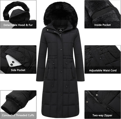 Women's Winter Coat Long Waterproof Parka - Warm Snow Winter Jacket for Women, Cold Weather Outerwear