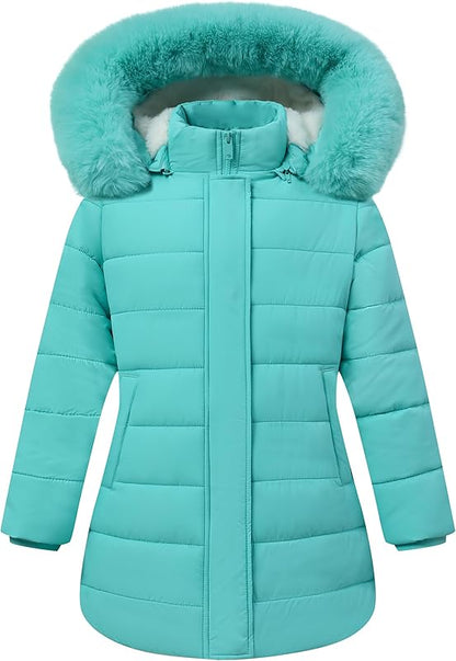 MOERDENG girls down coat warm fleece lining for cold winter days