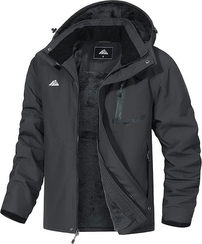 Men's Mountain Ski Jacket Waterproof Winter Coat Warm Snowboarding Jacket Snow Windbreaker Hooded for Hiking