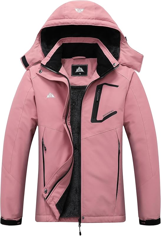 MOERDENG Women’s Waterproof Ski Jacket – Warm Hooded Snow Coat