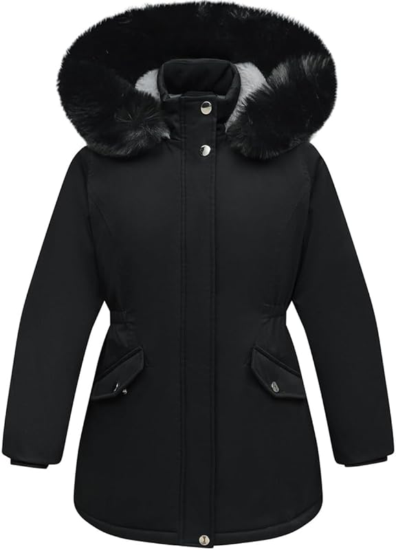 hidden inner pocket of MOERDENG girls long winter coat for storing small valuables

