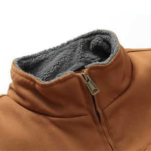 Men's Loose Fit Washed Duck Fleece-Lined Waterproof Workwear Mock-Neck Vest