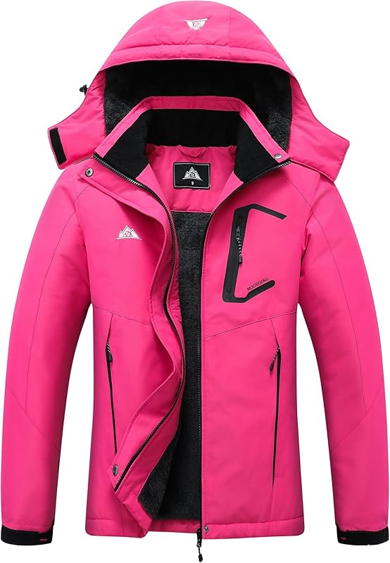 MOERDENG Women’s Waterproof Ski Jacket – Warm Hooded Snow Coat