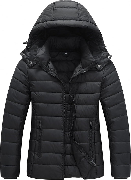 MOERDENG womens winter coat lightweight waterproof quilted short down puffer jacket warm outerwear
