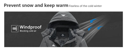 Men's Mountain Ski Jacket Waterproof Winter Coat Warm Snowboarding Jacket Snow Windbreaker Hooded for Hiking