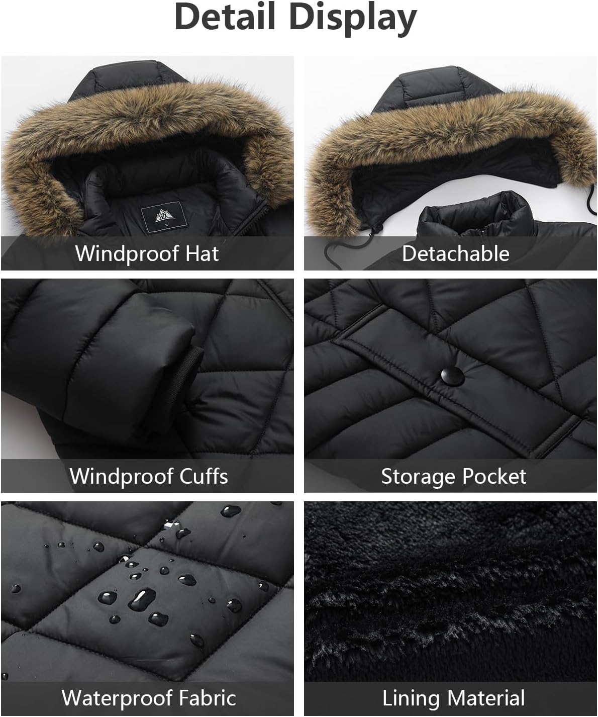 thickened fleece inner lining of MOERDENG womens winter puffer coat for double warmth locking
