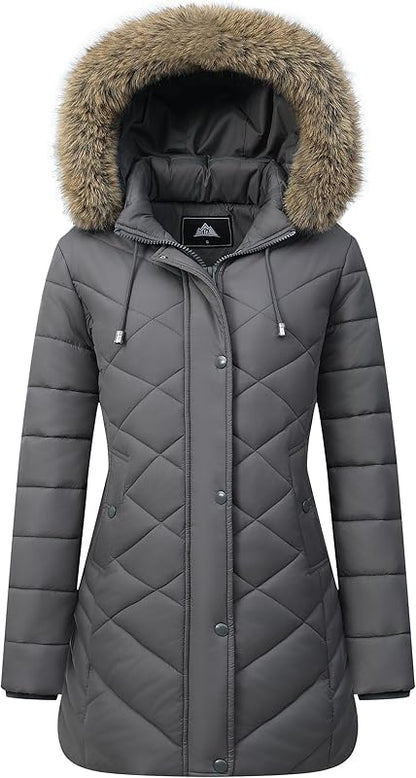 large-capacity zippered pockets of MOERDENG womens long winter coat for daily essentials and outdoor gear
