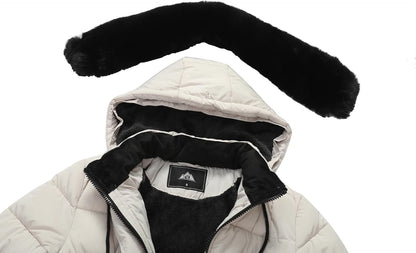 adjustable hood of MOERDENG womens waterproof winter coat for head and neck cold protection
