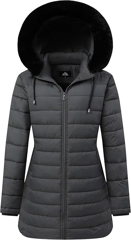 Women's Waterproof Long Down Jacket,Warm Winter Hooded Puffer Coat Thickened for Hiking Outdoor