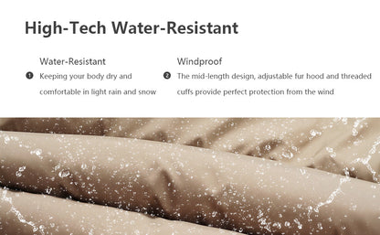 MOERDENG womens windproof long coat for family winter ski trips and snow vacations
