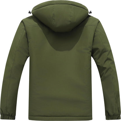 Men's Mountain Ski Jacket Winter Snow Coats Waterproof Warm Fleece Lining Jacket Parka with Hooded