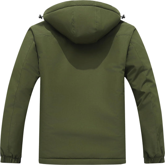 Men's Mountain Ski Jacket Winter Snow Coats Waterproof Warm Fleece Lining Jacket Parka with Hooded