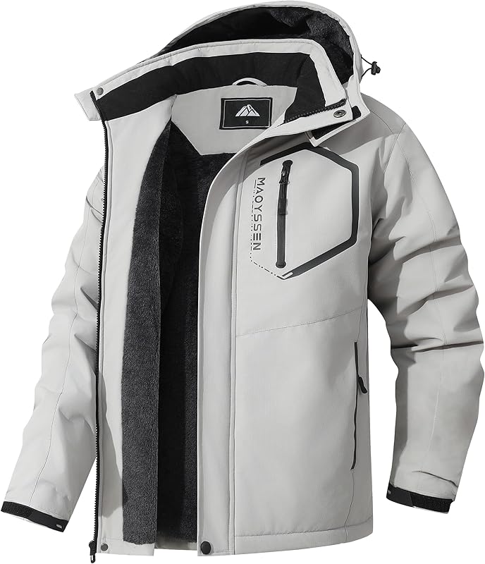 Men's Mountain Ski Jacket Winter Snow Coats Waterproof Warm Fleece Lining Jacket Parka with Hooded