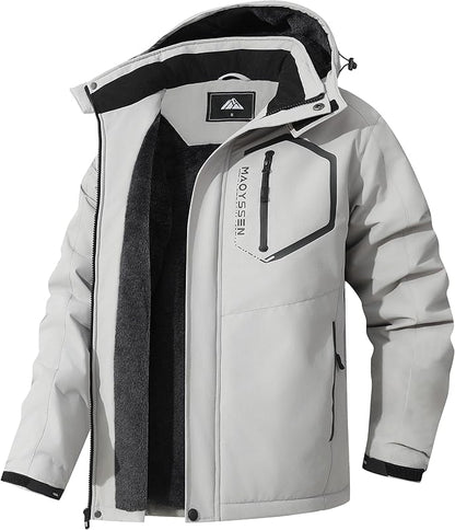 Men's Mountain Ski Jacket Winter Snow Coats Waterproof Warm Fleece Lining Jacket Parka with Hooded