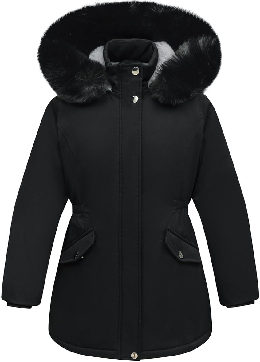 MOERDENG girls long coat waterproof winter kids outerwear warm parka puffer jacket with hood
