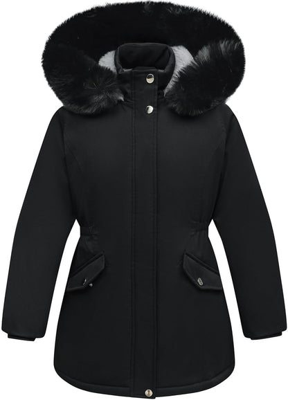 MOERDENG girls long coat waterproof winter kids outerwear warm parka puffer jacket with hood
