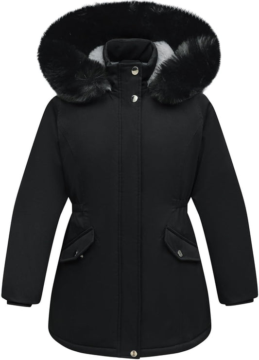 MOERDENG girls long coat waterproof winter kids outerwear warm parka puffer jacket with hood
