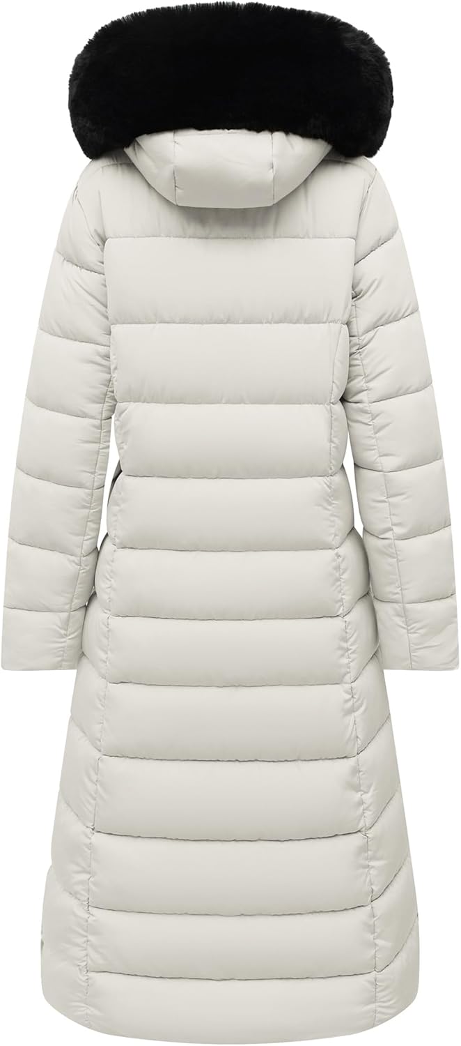 high-density waterproof outer fabric of MOERDENG womens long down alternative parka for snowy days
