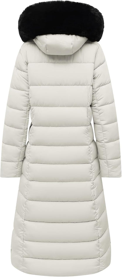 high-density waterproof outer fabric of MOERDENG womens long down alternative parka for snowy days
