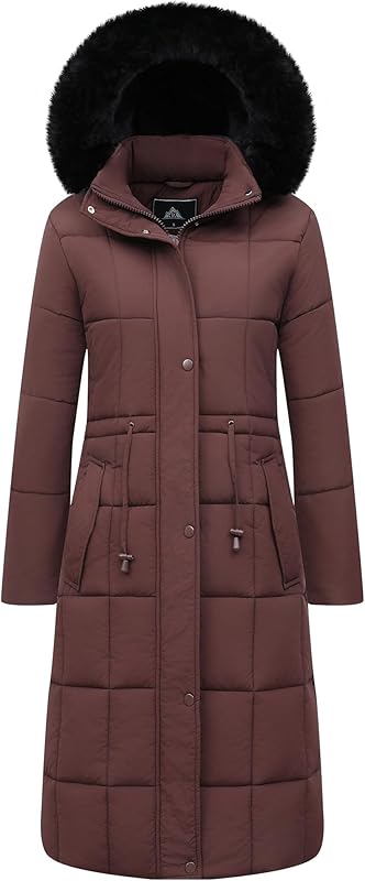 women’s long winter coat with full-length zipper and pockets
