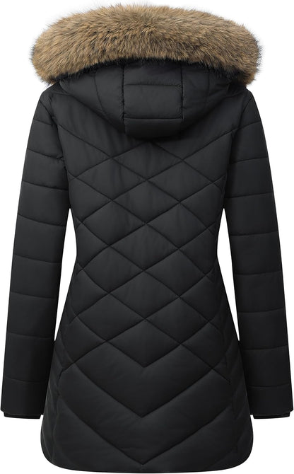 dual-protection waterproof windproof outer shell of MOERDENG womens long down jacket for extreme cold days
