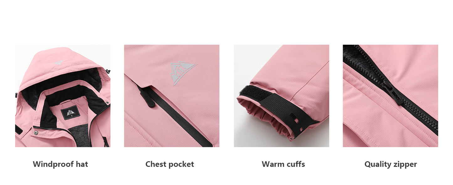 MOERDENG Women's Waterproof Snow Ski Jacket - Warm Winter Coat Insulated for Snowboarding, Softshell for Winter Hiking