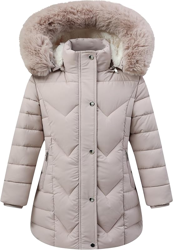 reflective trim of MOERDENG girls winter parka for outdoor safety in low light
