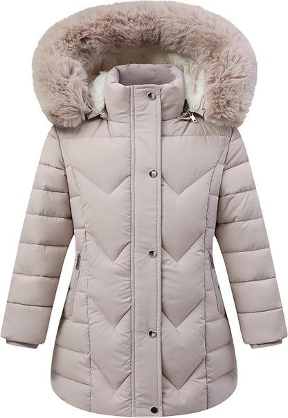 reflective trim of MOERDENG girls winter parka for outdoor safety in low light
