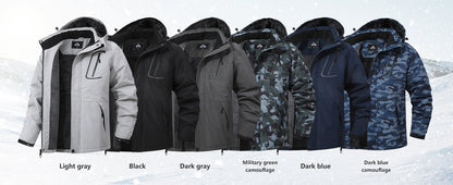 Men's Mountain Winter Coat Warm Fleece Ski Snow Jacket Waterproof Raincoat with Hood