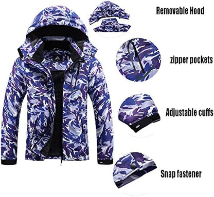 MOERDENG Women's Waterproof Ski Jacket Warm Winter Coat Outdoor Windbreaker Hiking Snowboarding Jacket