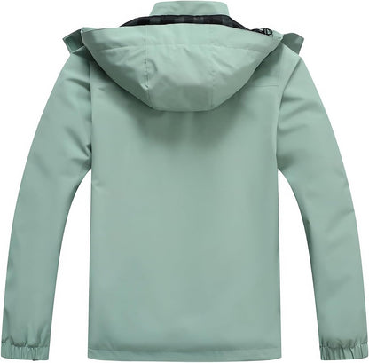MOERDENG Women's Waterproof Rain Jacket Lightweight Raincoat Hooded Hiking Jacket Softshell Windbreaker