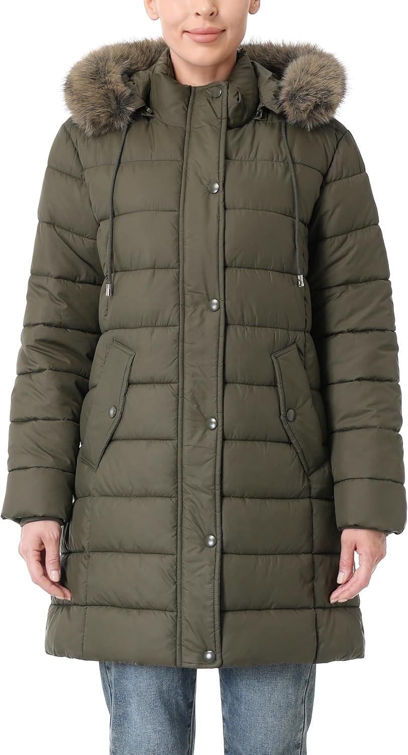 faux fur trimmed removable hood of MOERDENG womens waterproof parka for versatile warmth and style
