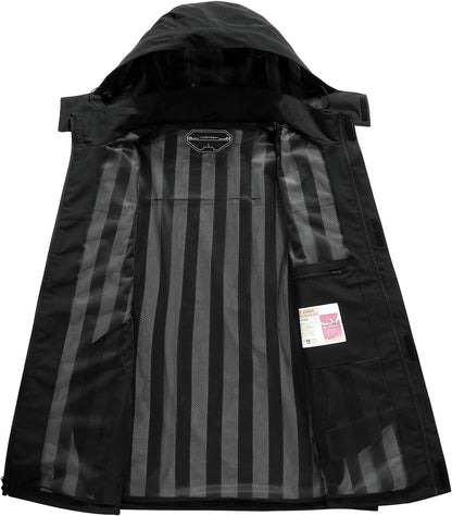 MOERDENG Men's Lightweight Waterproof Hooded Rain Jacket Outdoor Raincoat Shell Jacket for Hiking Travel