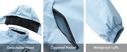 reflective safety strips of MOERDENG kids waterproof ski jacket for low-light snow sports visibility
