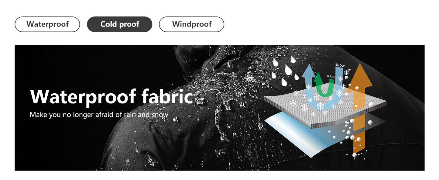 Men's Mountain Ski Jacket Winter Snow Coats Waterproof Warm Fleece Lining Jacket Parka with Hooded